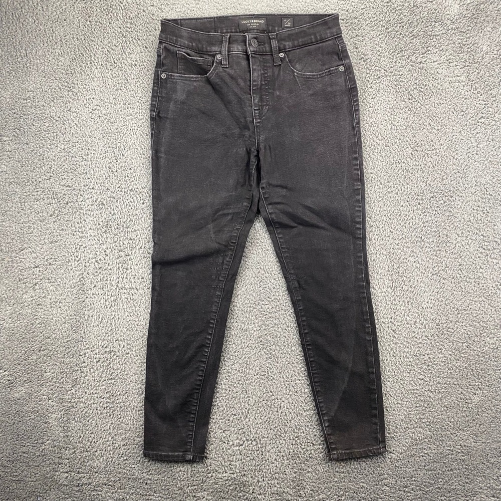 Lucky Brand Mid Rise Ankle Skinny Jeans Women's Size 6/28A‎ Black Denim